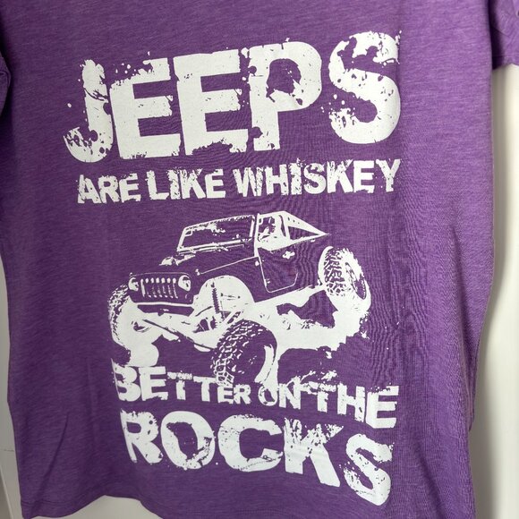 HAUK Apparel RIVER RAIDER V Neck JEEPS ON THE ROCKS Purple T Shirt Woman Size XL - Picture 4 of 4